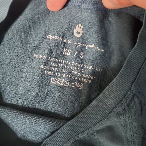 NWT Spiritual Gangster X Anique Long Sleeve Mixed Texture Top Teal XS/S - Picture 11 of 12